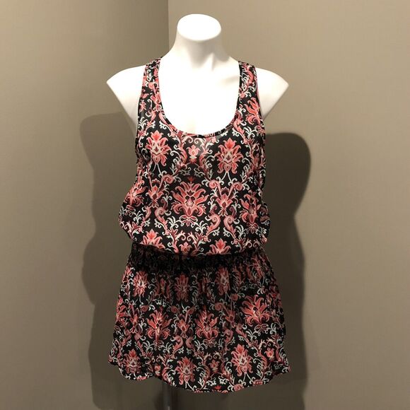 Kate Spade NY Cover Up Small Black Pink White Floral Pullover Sleeveless - Picture 9 of 9